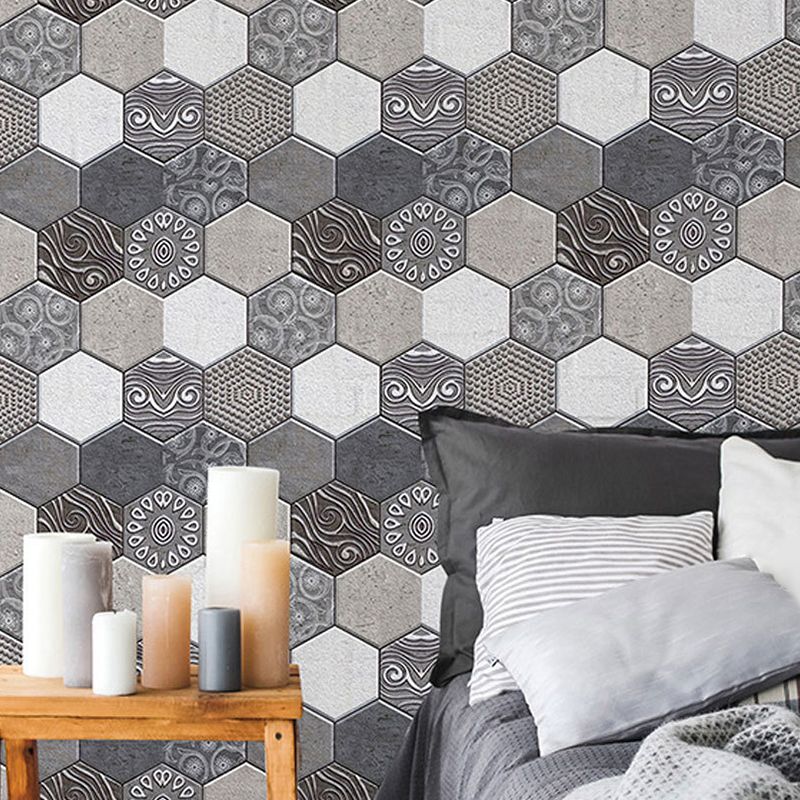 Honeycomb Pick-Up Sticks Wallpaper Panel Grey-White Modern Wall Decor for Bedroom