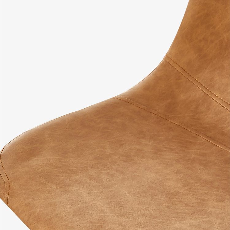 Nordic Black Iron Barstool Low Back Indoor Tall Stool with Distressed Leather Seat