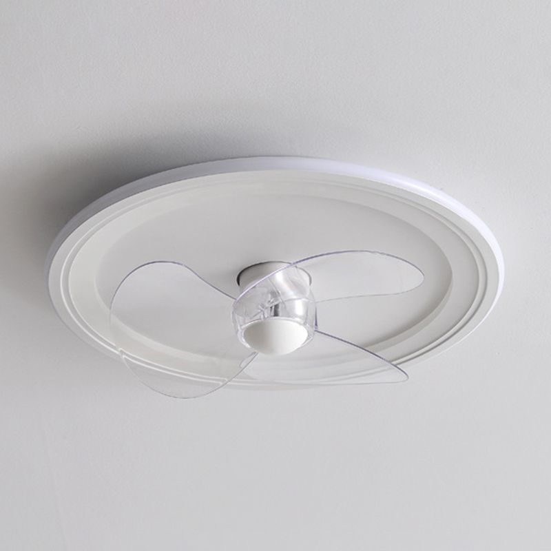 Nordic Style LED Ceiling Fan Metal Round Fan Lighting in White