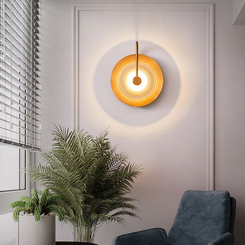 LED Post Modern Wall Sconce Iron & Glass 1 - Light Wall Mounted Fixture in Gold Finish