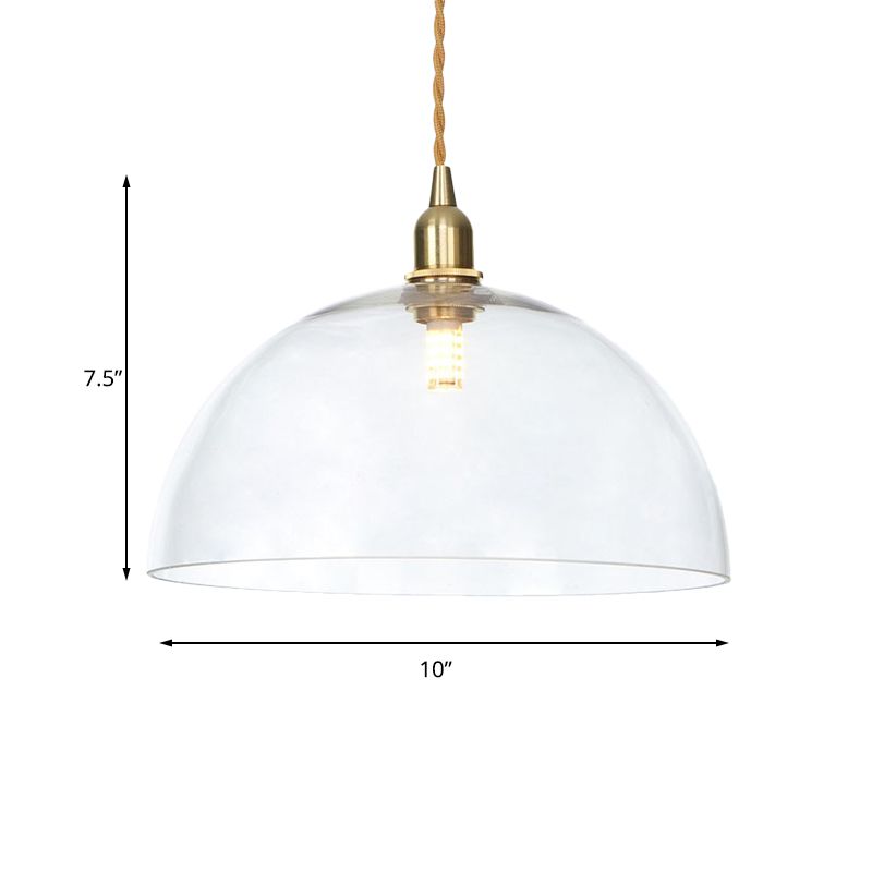Latón 1 techo ligero colgante ligero industrial platillo de vidrio transparente/domo/lámpara colgante prismática para sala de estar