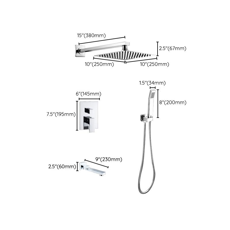 Modern Shower System Brass Adjustable Spray Pattern Ceiling Mounted Shower Combo