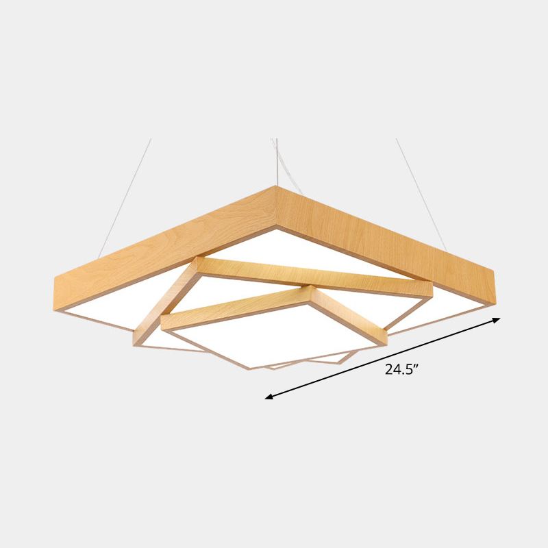Luce a sospensione a led quadrata a livello Light MODER MODER MODER MODERY OFFICE IN LIGHT LEGNO