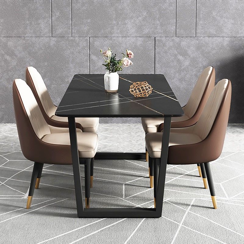 Industrial Style Stone Dining Table Sled Base Indoor Dining Room Collection