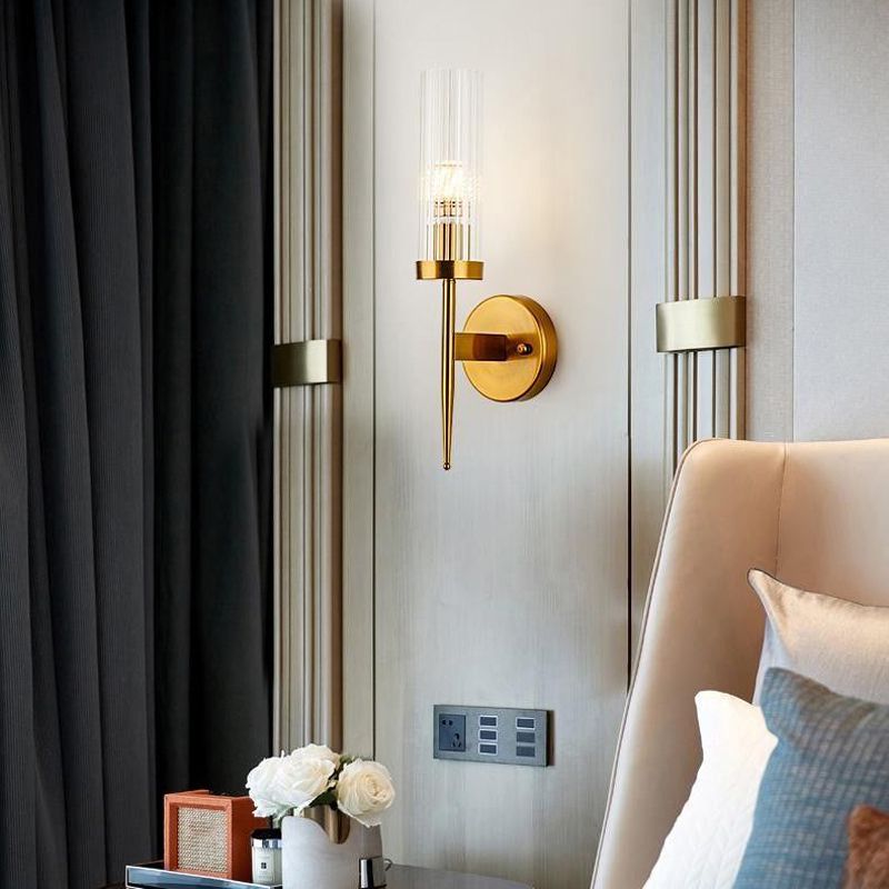 Half Cylinder Shape Glass Wall Lighting Modern Style Multi Lights Wall Mounted Light