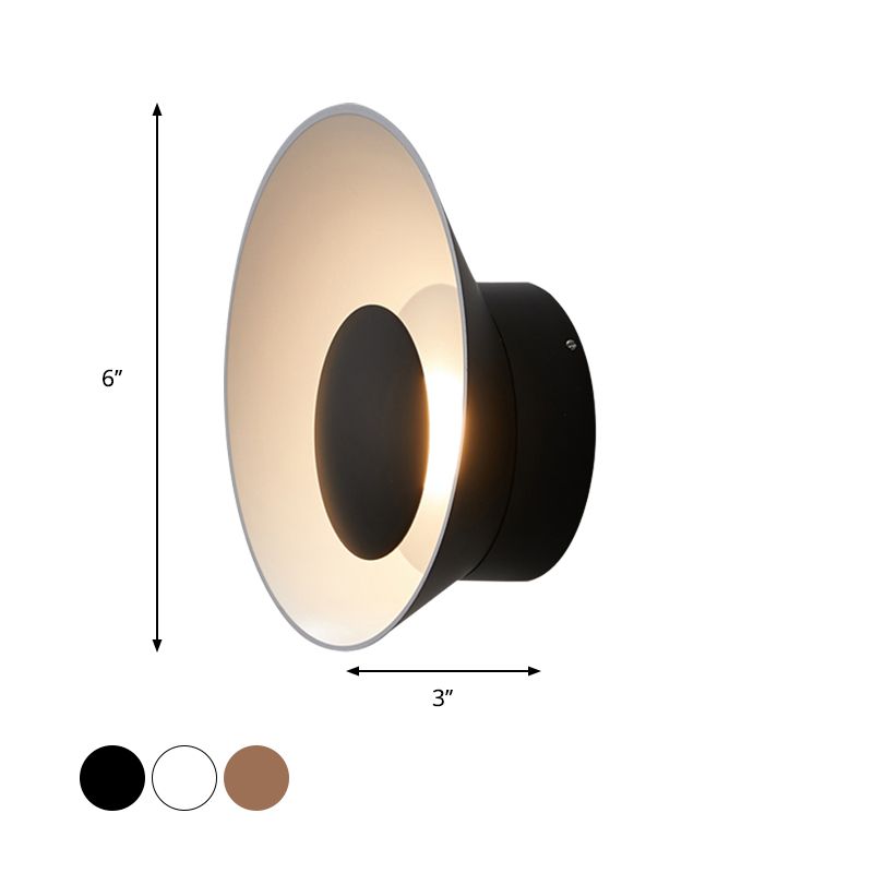 White/Black/Pink Finish Bowl Shape Sconce Light Minimalism LED Aluminum Wall Lamp for Drawing Room