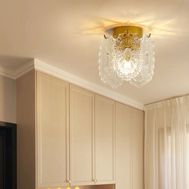 Modern Ceiling Light 1-Light Ceiling Mount Light with Glass Shade for Living Room
