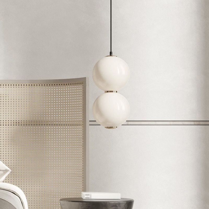 Simple Ball Glass Pendant Light Modern Suspended Lighting Fixture for Bedroom