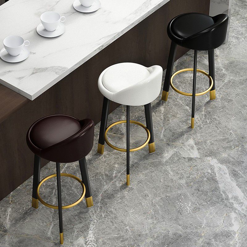 Modern Armless Backrest Counter Stool Steel Cafe Bar Stool with Cushion and Pedal