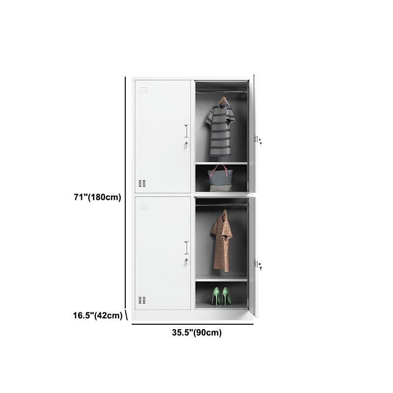 Contemporary Steel Storage Cabinet White Metal Hinged Door Cabinet