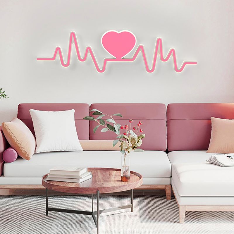 Nordic Style Iron Wall Light Heart Shape Wall Lamp for Children's Room