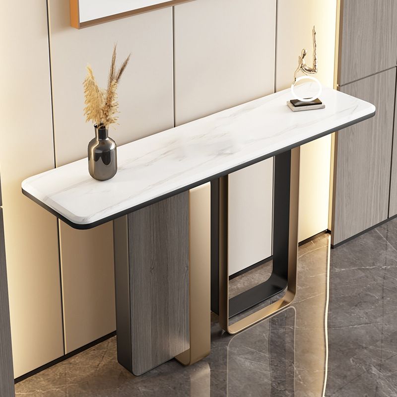 Glam White Accent Table Scratch Resistant Sofa Console Table for Hall