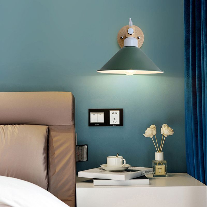 Metall Trichter Wandleuchter einzelner Kopf nordischer Wandleuchte für Restaurantschlafzimmer
