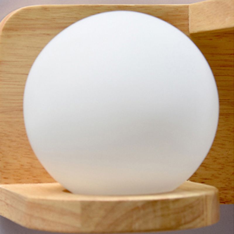 Creative Wooden Wall Light without Plants Modern Style Glass Shade Wall Light Fixture