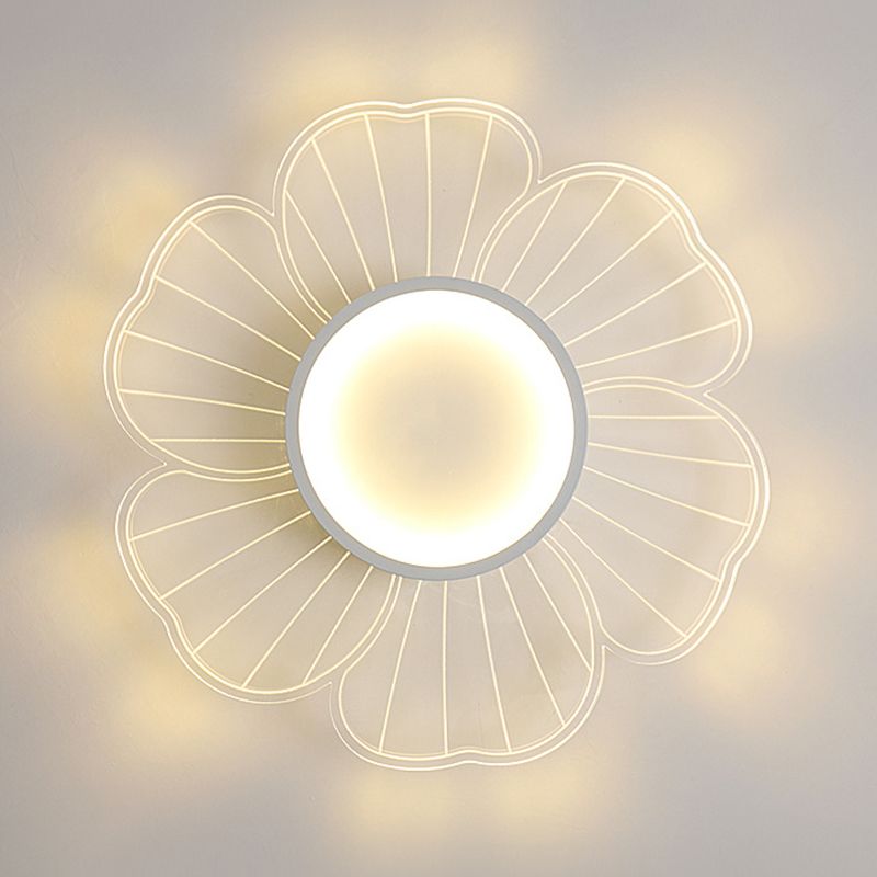 Flower Shape Flush Mount Modern Style Acrylic 1 Lights Led Flush Mount in White