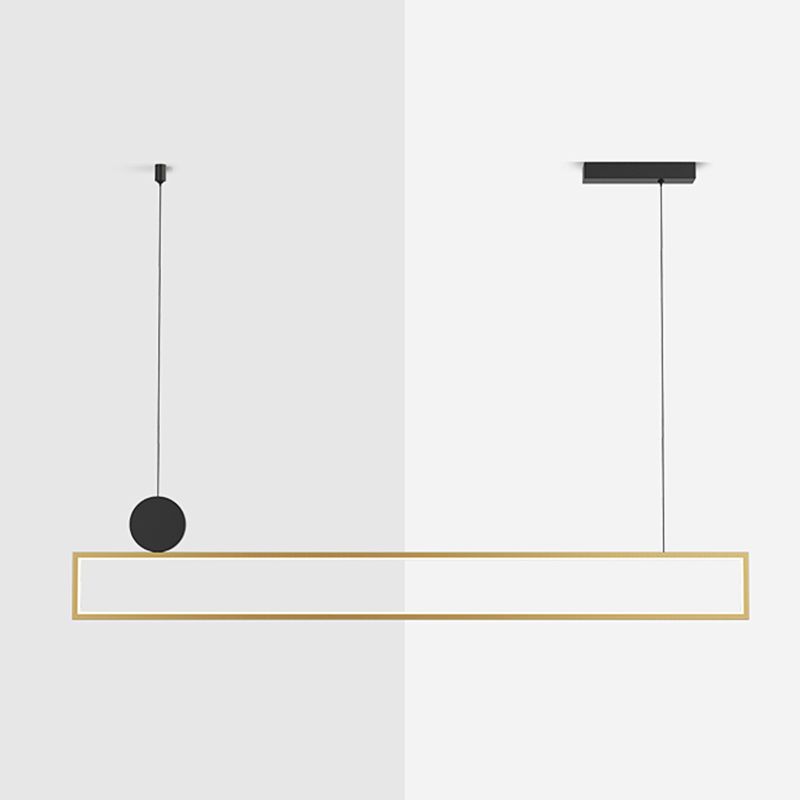 Rectangle Shape Island Lights Modern Style Metal Island Lighting in Gold