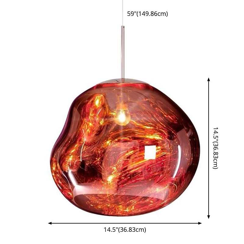 Electroplating Mirror Glass Lava Hanging Light 1-Light Creative Hanging Pendant Lamp for Bedroom