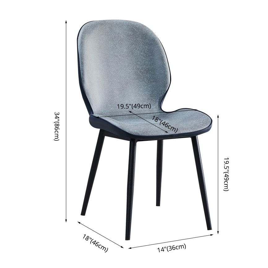 Chaise d'appoint scandinave pour la maison, chaise de salle à manger rembourrée en métal à dossier solide