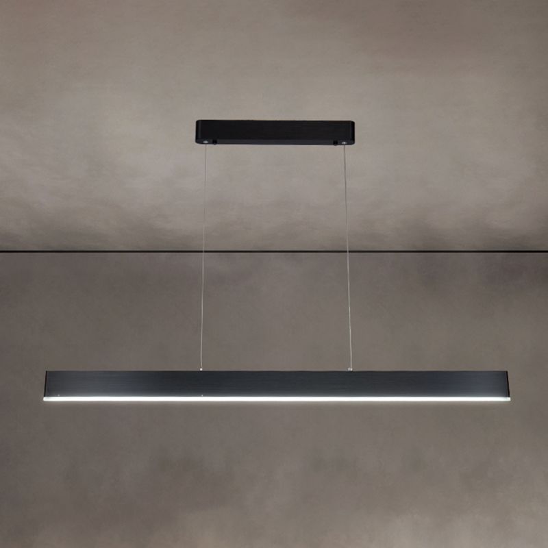 Modern Aluminum Island Light Rectangle 1-Light Restaurant Hanging Lamp with Acrylic Shade