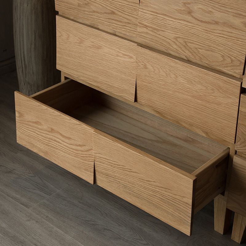 Modern Natural Cabinet with Drawers Solid Wood 16.9" D Chest