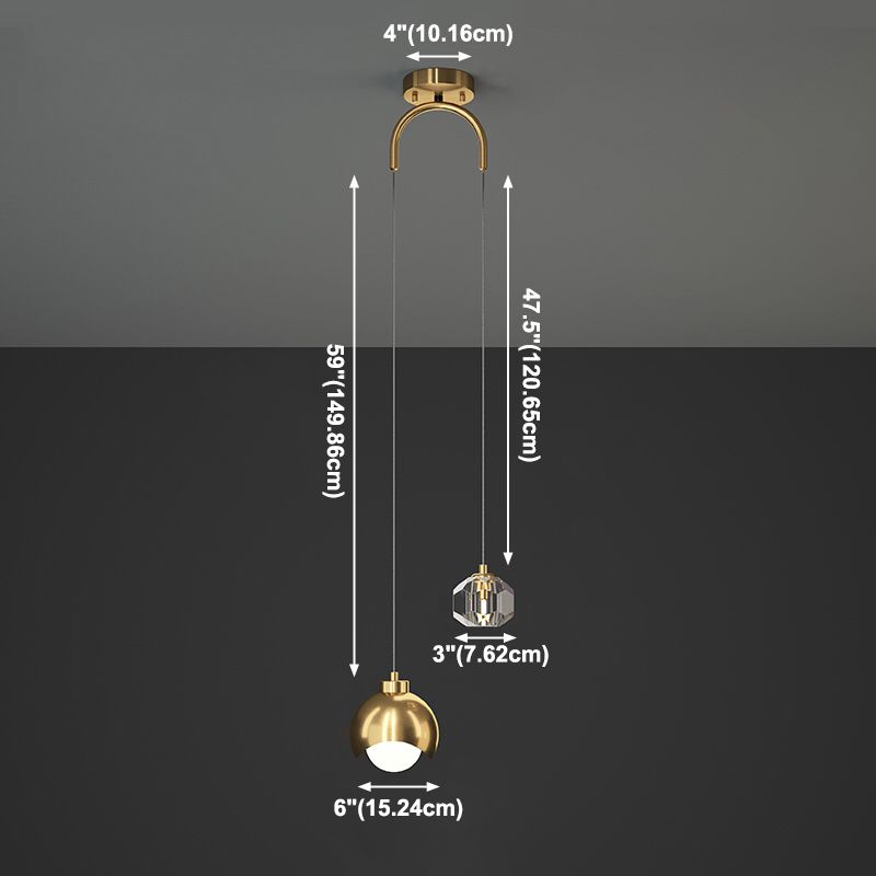 Contemporary Hanging Ceiling Light Crystal 2-Light Ceiling Pendant Light