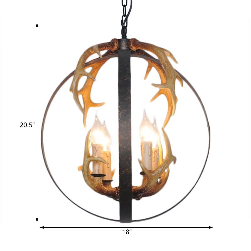 4/8 lumières lustre en métal éclairage vintage rouille ronde salle à manger suspendue