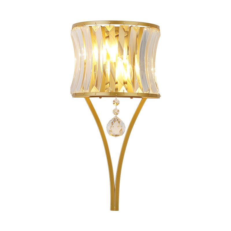 1 Glühbirne Klare Kristallwand Lampe rustikale gebogene Wellenschlafzimmer -Wandmontage mit Metallrahmen