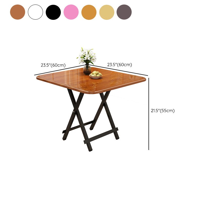 Modern Folding Wood Top Dining Table with Metal Leg for Living Room