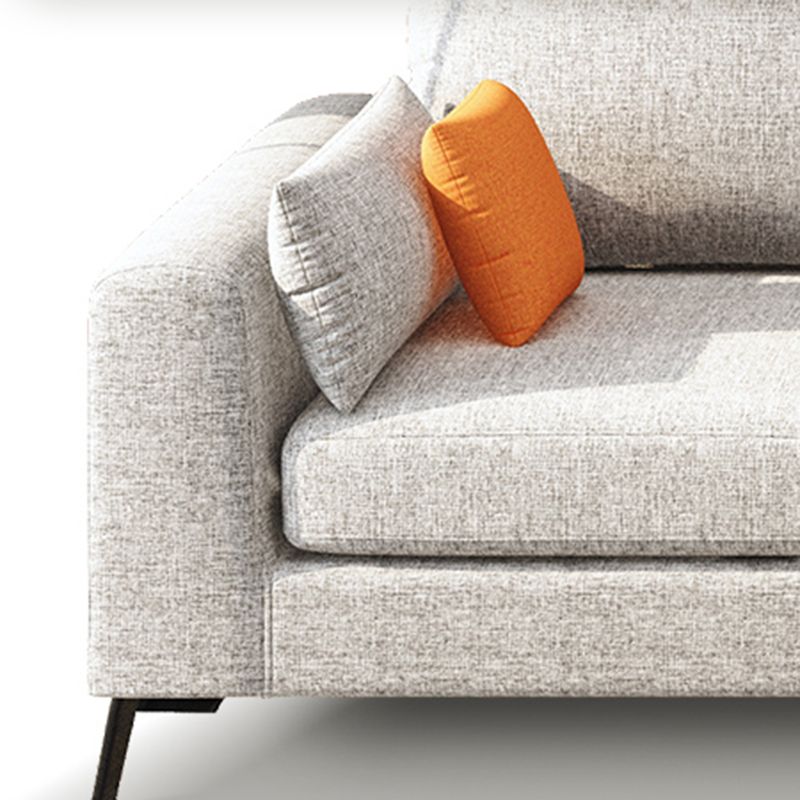33.46" Tall Modern Linen Sectional/Sofa with Pillowed Back Cushions