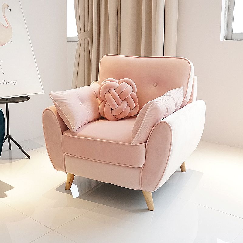 Contemporary Pillow Top Arm Sofa Loose Back Velvet Couch for Living Room