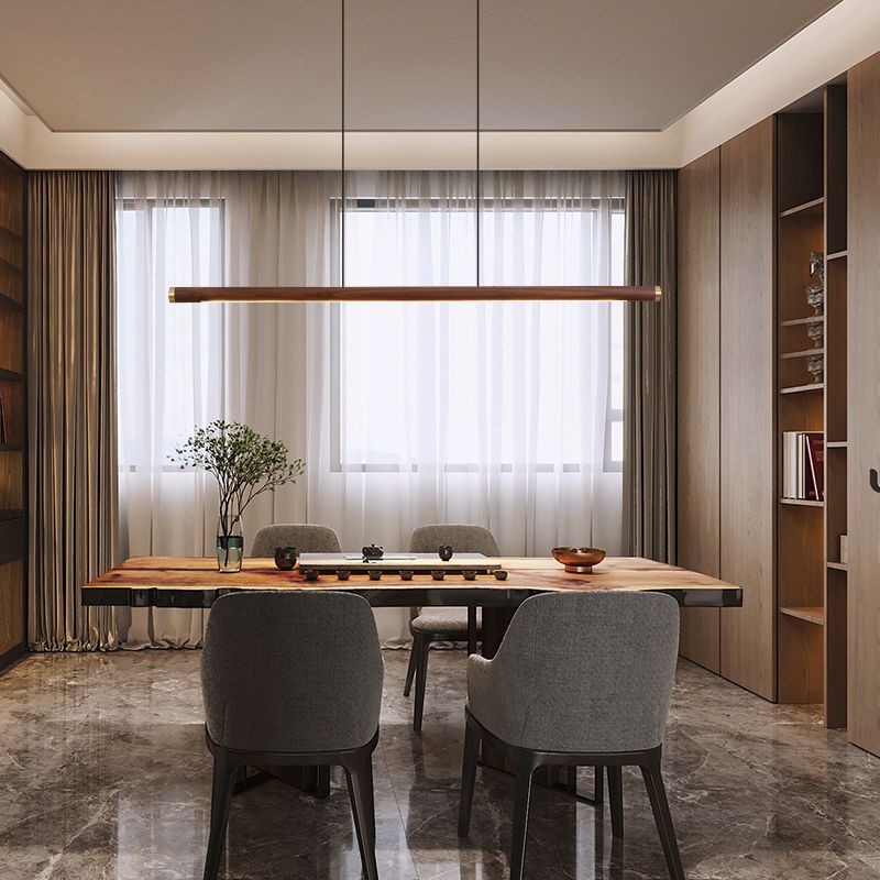 Modern Pendant Lighting for Kitchen Island Linear Island Pendant Light Wood 1-Light