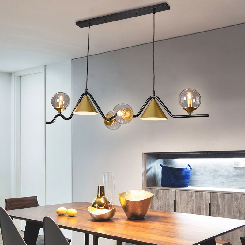 Nordic Glass Island Light Geometric 6 Lights Island Anhänger für Wohnzimmer