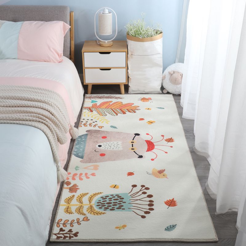 Red Modern Indoor Rug Blending Mushroom Area Rug Washable Rug for Home Decor