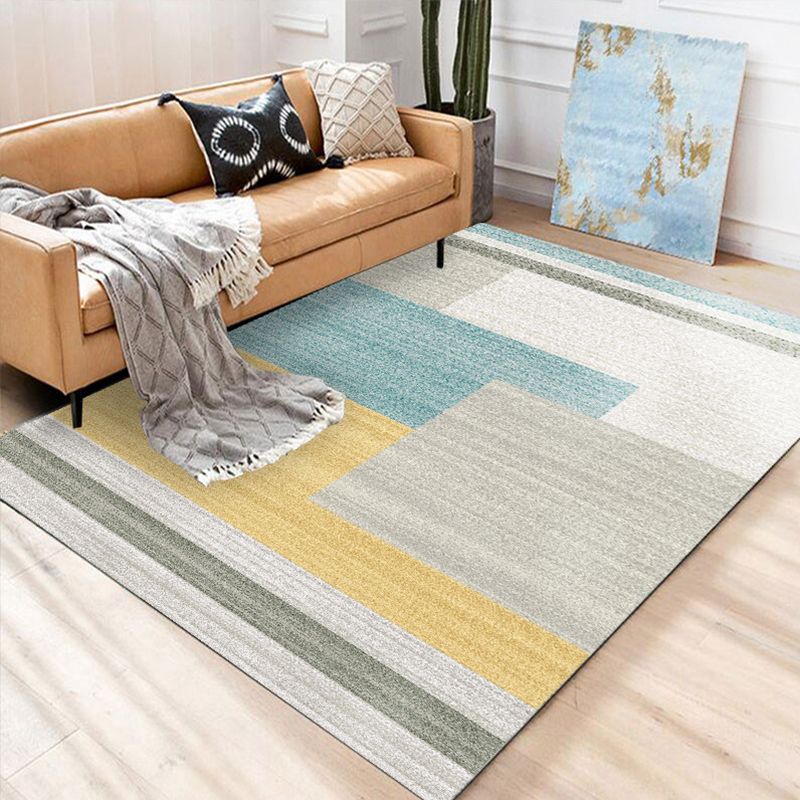Trendy Living Room Rug Multi Colored Geometric Printed Area Rug Polypropylene Non-Slip Stain-Resistant Rug