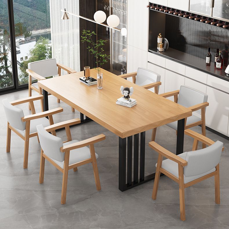 Industrial Rectangle Sled Base Furniture Solid Wood Dining Table for Home