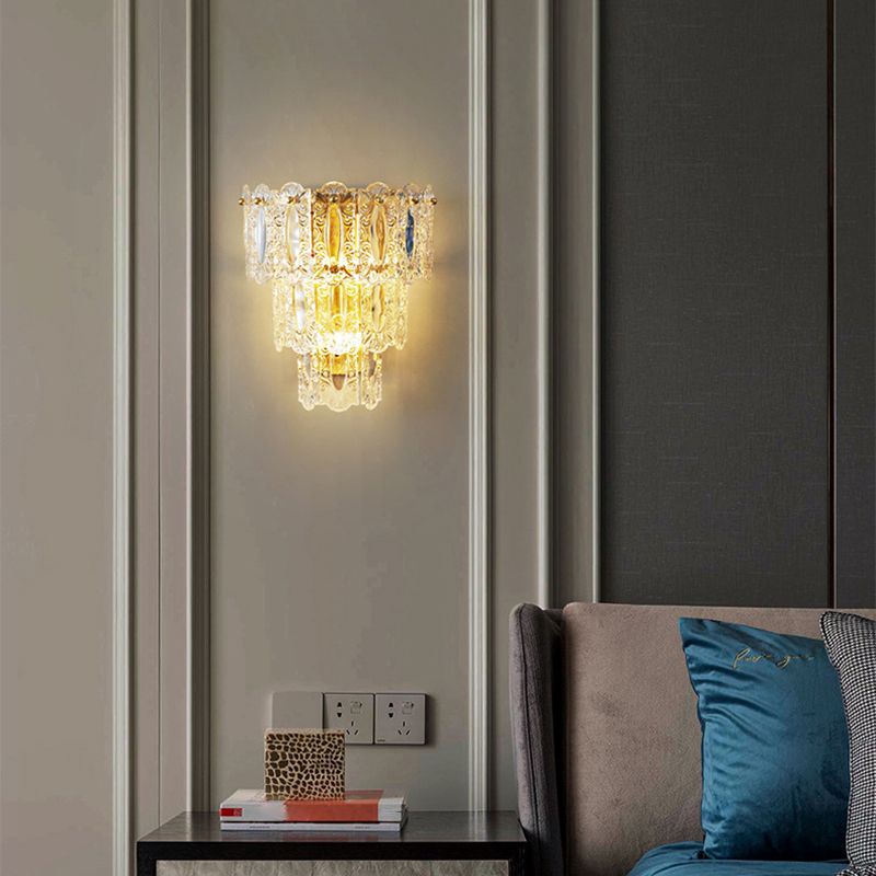 Multiple-Light Geometric Wall Light Fixture Modern Crystal Wall Sconce Light