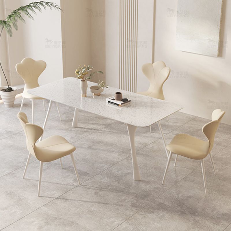 Medieval Modern Sintered Stone Table Rectangle Table with Metal Base and 4 Legs