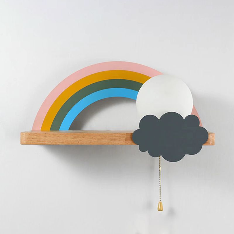 Modern Style Wooden Wall Light Fixture Creative Wall Light Sconce for Child's Room