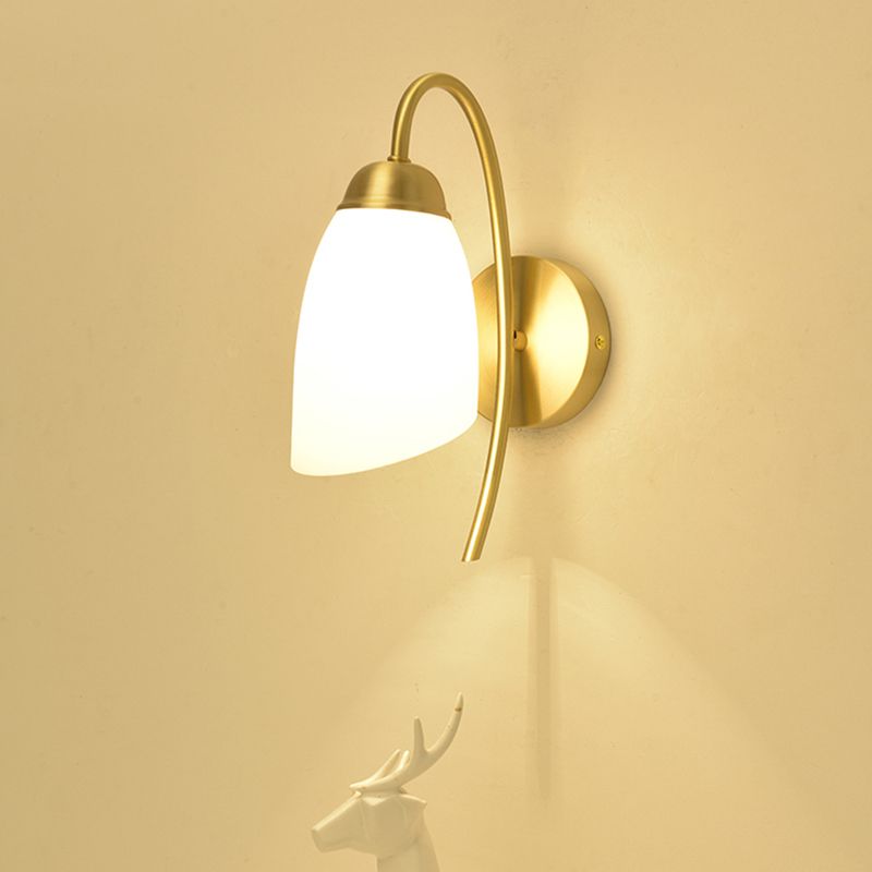 Modern Simple Style Geometric Shade Wall Sconce Metal and Glass 1 Light Sconces in Gold Finish