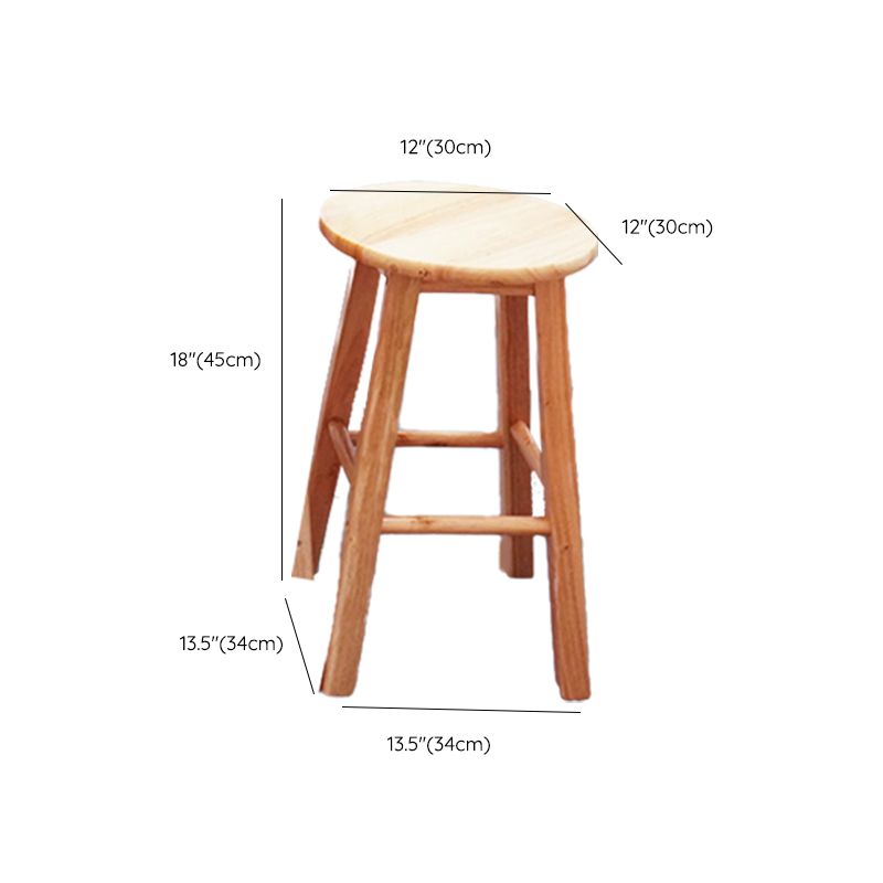 Modern Armless Wooden Counter Stool Oak Wood High Stool with 4 Legs