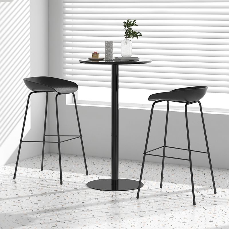 Contemporary Living Room Plastic low Back Bar Stool with Footrest