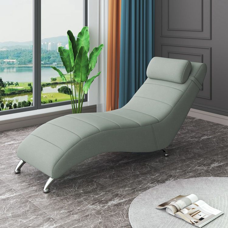 Faux Leather Chaise Lounge Armless Solid Color Chaise for Bedroom and Living Room