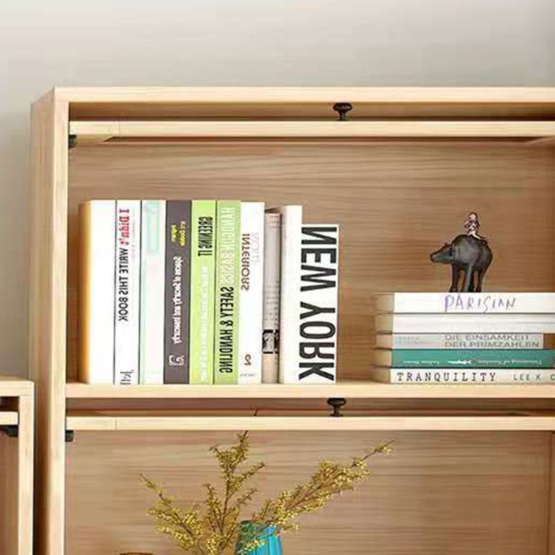 Natural Modern Style Geometric Bookshelf Solid Wooden Bookcase with Rectangular Shelves