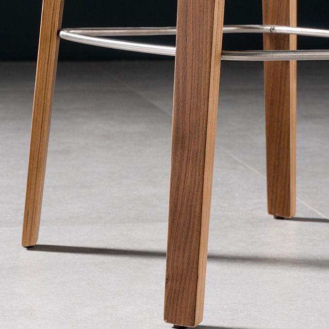 Solid Wood Dining Stools Contemporary Brown Bar Stools with Footrest