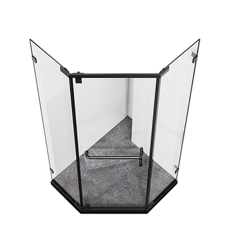 Neo-Angle Tempered Glass Shower Enclosure Black Framed Shower Kit