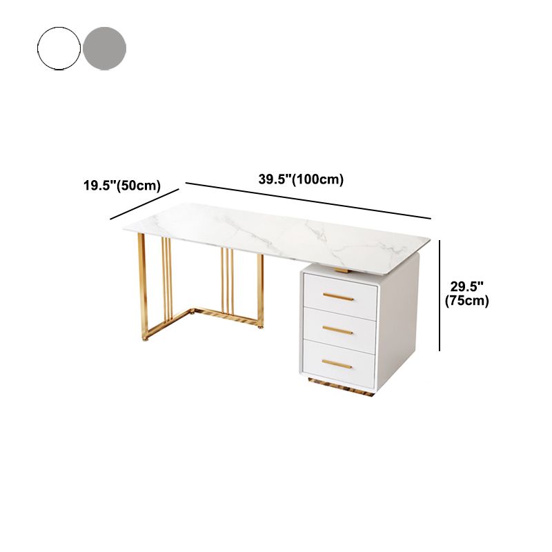 Glam Style Writing Desk Study Room Office Desk with 3-drawer