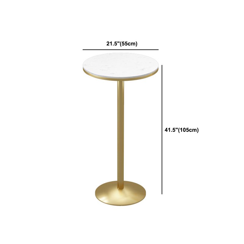 Faux Marble Pub Table Glam White Cocktail Bar Table with Metal Pedestal