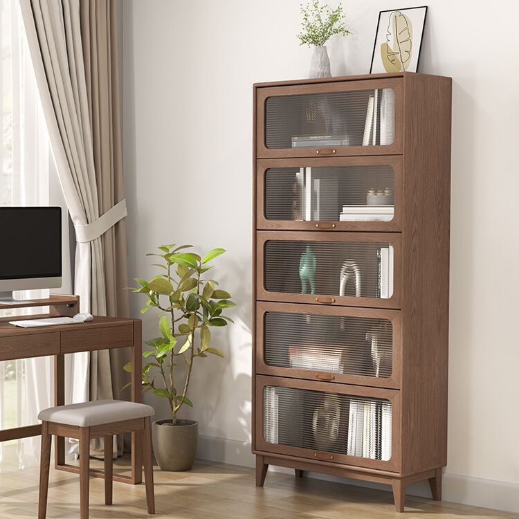 Wood Accent Cabinet, Glass Doors Storage Cabinet - Solid Wood