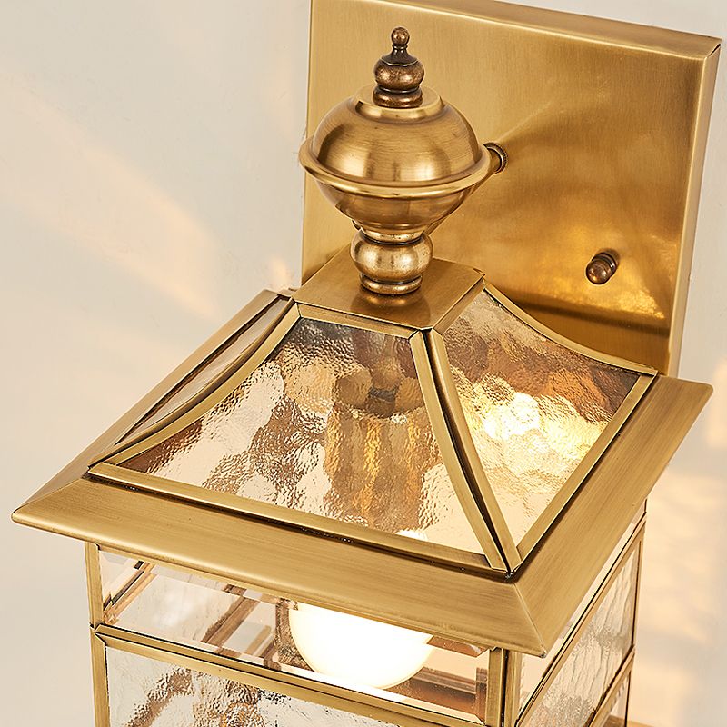 Lámpara de pared cuadrada de latón metal tradicional 1 Luz de la sala de estar de la pared de la pared iluminación