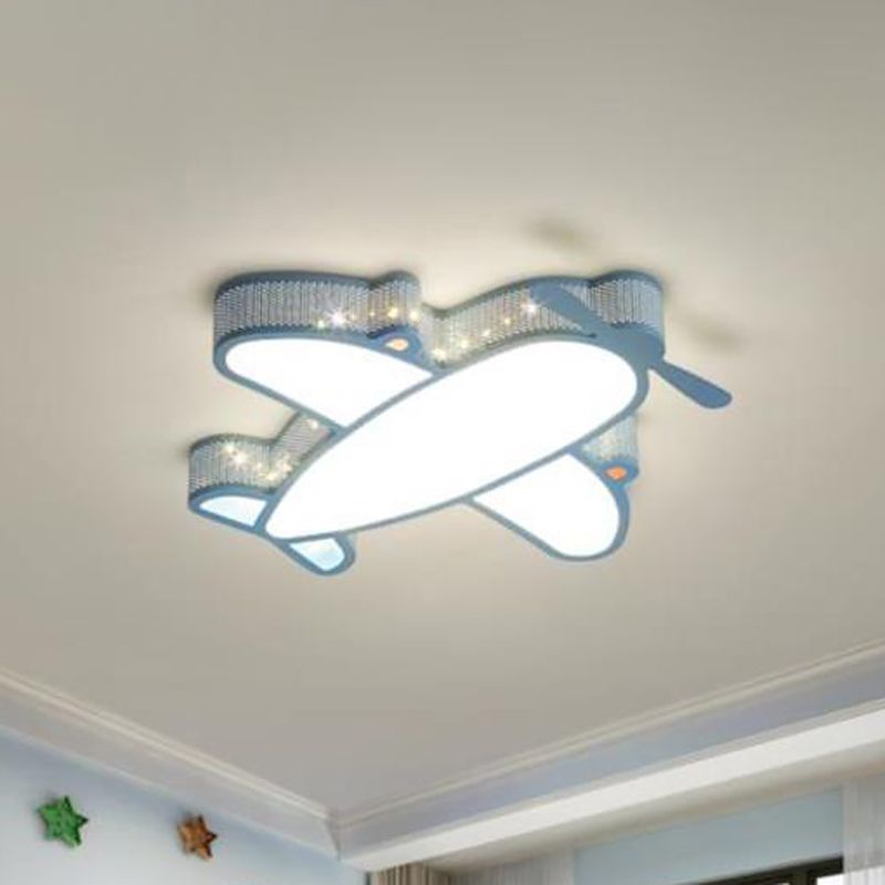 Acrylic Airplane Flush Mount Ceiling Light Contemporary LED Flushmount Ceiling Lamp in Blue
